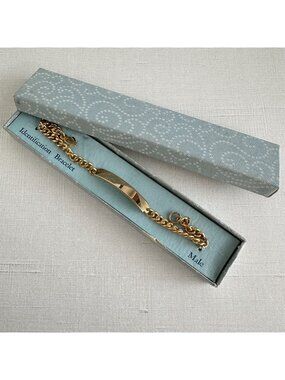 Vintage Mens Gold Plated ID Bracelet New Old Stock in Box Made in Japan